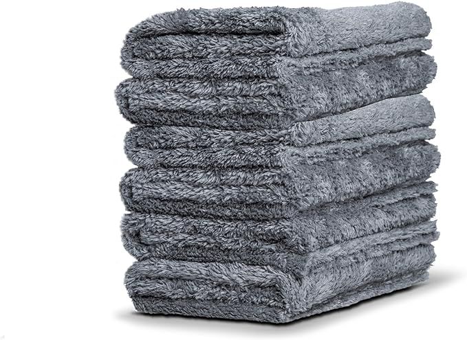 Adam's Polishes Borderless Grey Edgeless Microfiber Towel - Premium Quality 480gsm, 16 x 16 inches Plush Microfiber - Delicate Touch for The Most Delicate Surfaces (Pack of 6)