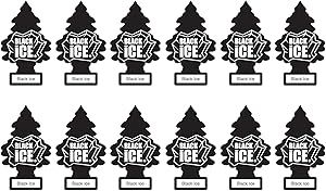 LITTLE TREES Car Air Freshener | Hanging Paper Tree for Home or Car | Black Ice | 12 Pack