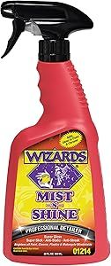 Wizards Mist-N-Shine Professional Detailer - Multi-Use Glass Cleaner for Vehicles - Adds Gloss to Paint, Chrome and Glass - 22 oz Detail Spray - Made in USA