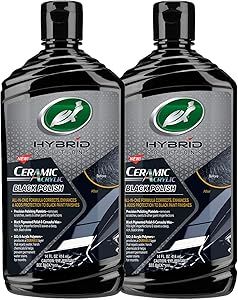 Turtle Wax 53894 Hybrid Solutions Ceramic Acrylic Black Polish and Wax Formulated for Black Car Paint, Removes Surface Scratches and Swirl Marks, Provides Water Repellency, 14 oz (Pack of 2)