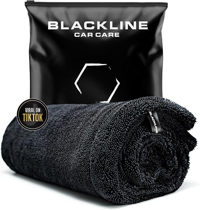 Blackline Drying Towel #1 Rated Car Drying Towel for Car Detailing Streak Free, XL 1300 GSM Premium Ultra Soft Microfiber, Twisted-Loop Microfiber Towels for Cars 24" x 36"